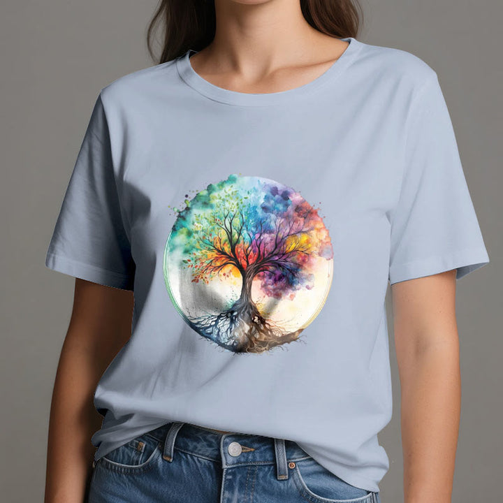 Olivenorma Rainbow Tree of Life Spiritual Cotton T-Shirt - image 12