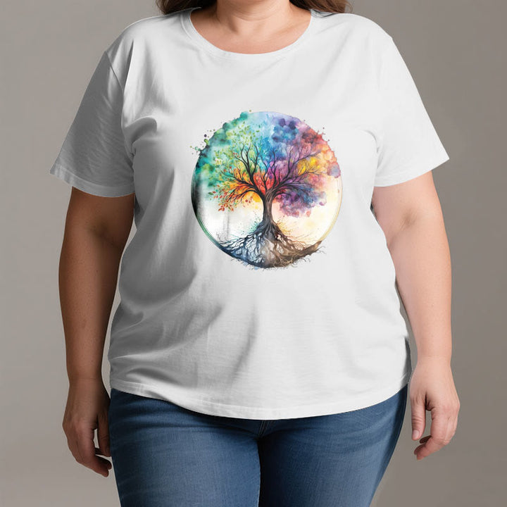 Olivenorma Rainbow Tree of Life Spiritual Cotton T-Shirt - image 2