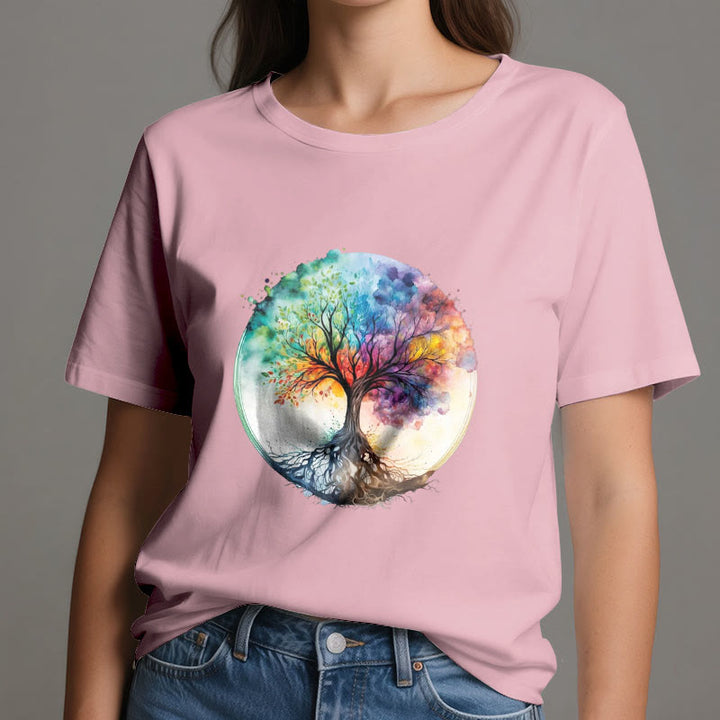 Olivenorma Rainbow Tree of Life Spiritual Cotton T-Shirt - image 14