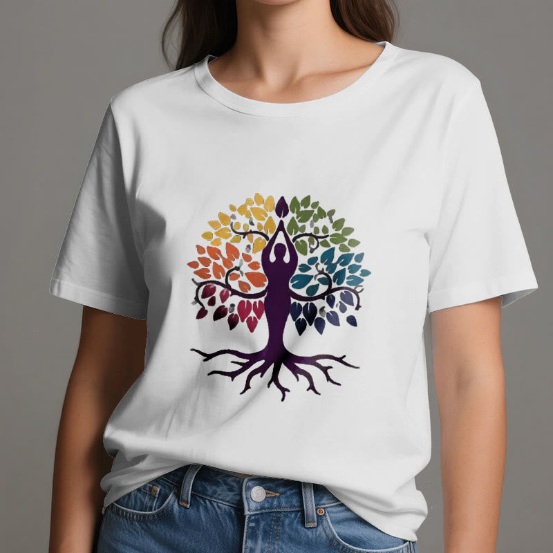 Olivenorma Yoga Tree Spiritual Cotton Tee T-Shirt - image 1