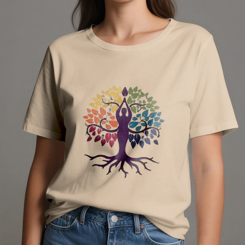 Olivenorma Yoga Tree Spiritual Cotton Tee T-Shirt - image 10