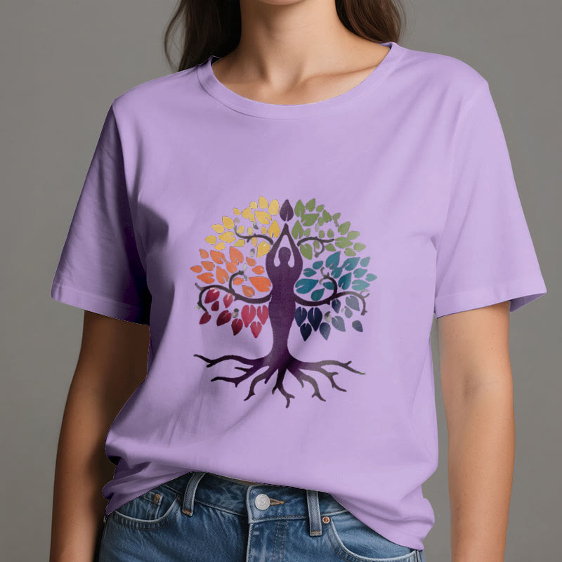 Olivenorma Yoga Tree Spiritual Cotton Tee T-Shirt - image 16