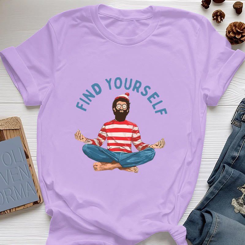 Olivenorma "FIND YOURSELF" Meditation Spiritual Cotton Tee T-Shirt - Purple - 2XL - image 17