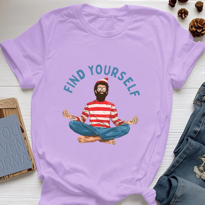 Olivenorma "FIND YOURSELF" Meditation Spiritual Cotton Tee T-Shirt - Purple - 2XL - image 17