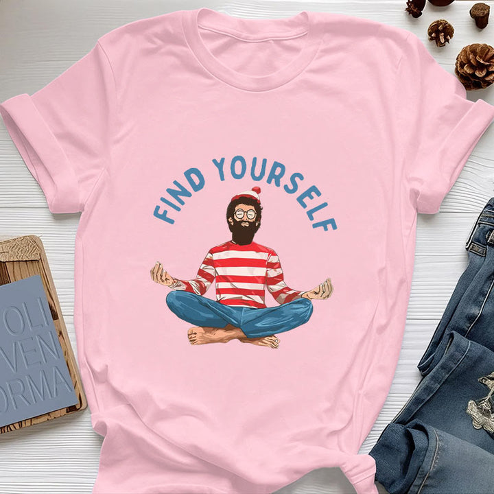 Olivenorma "FIND YOURSELF" Meditation Spiritual Cotton Tee T-Shirt - Pink - 2XL - image 15