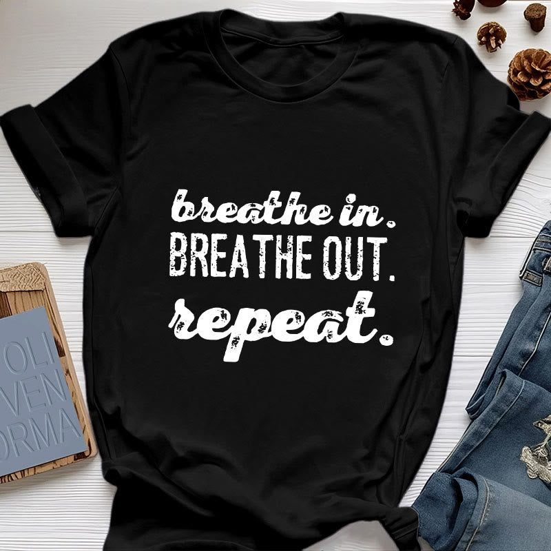 Olivenorma "BREATHE IN, BREATHE OUT" Meditation Spiritual Tee T-Shirt - Black - 2XL - image 0
