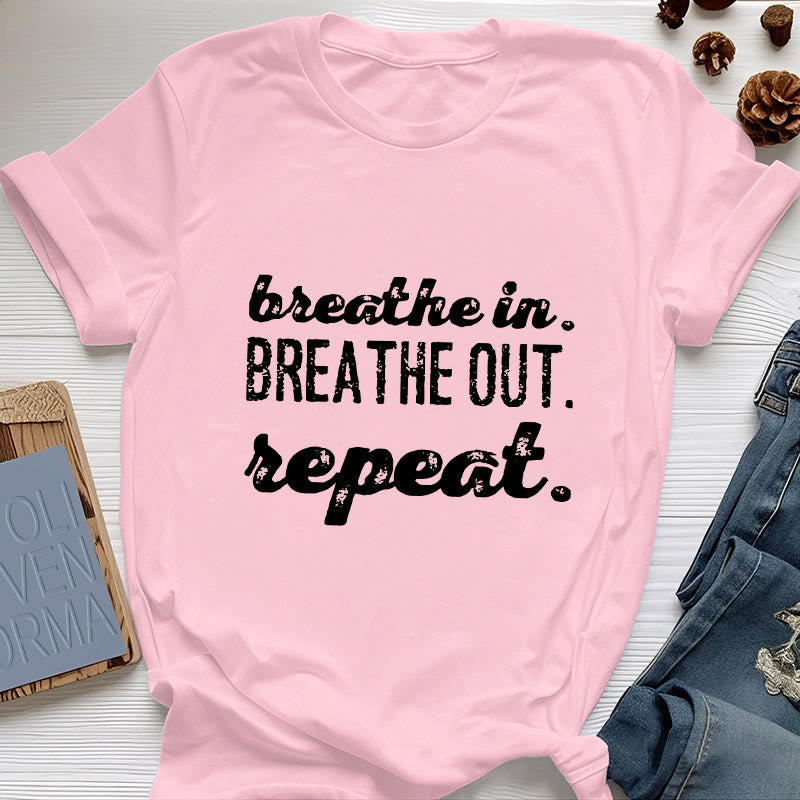 Olivenorma "BREATHE IN, BREATHE OUT" Meditation Spiritual Tee T-Shirt - Pink - 2XL - image 13