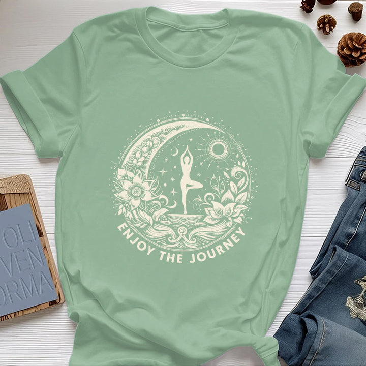 Olivenorma "ENJOY THE JOURNEY" Yoga Spiritual Tee T-Shirt - Light Green - 2XL - image 0