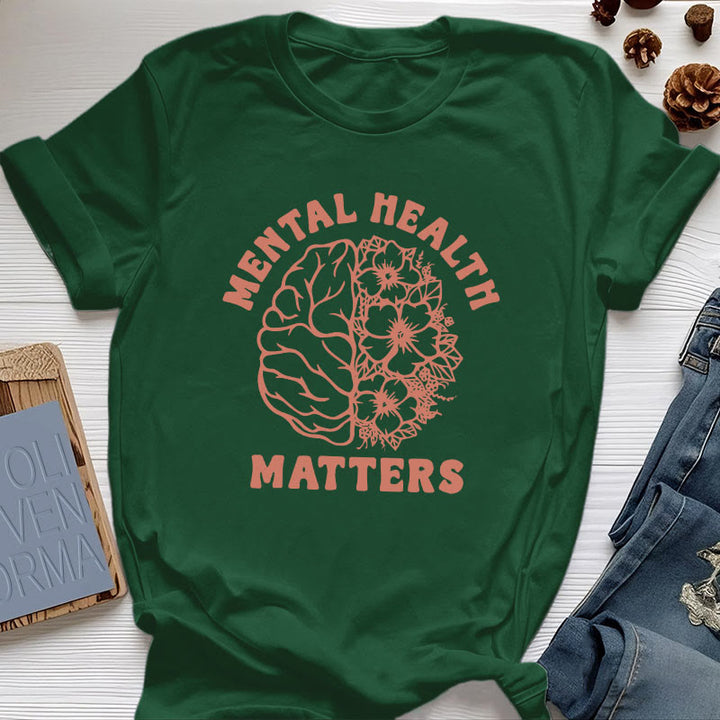 Olivenorma "MENTAL HEALTH MATTERS" Inspirational Cotton T-Shirt - Dark Green - 2XL - image 19