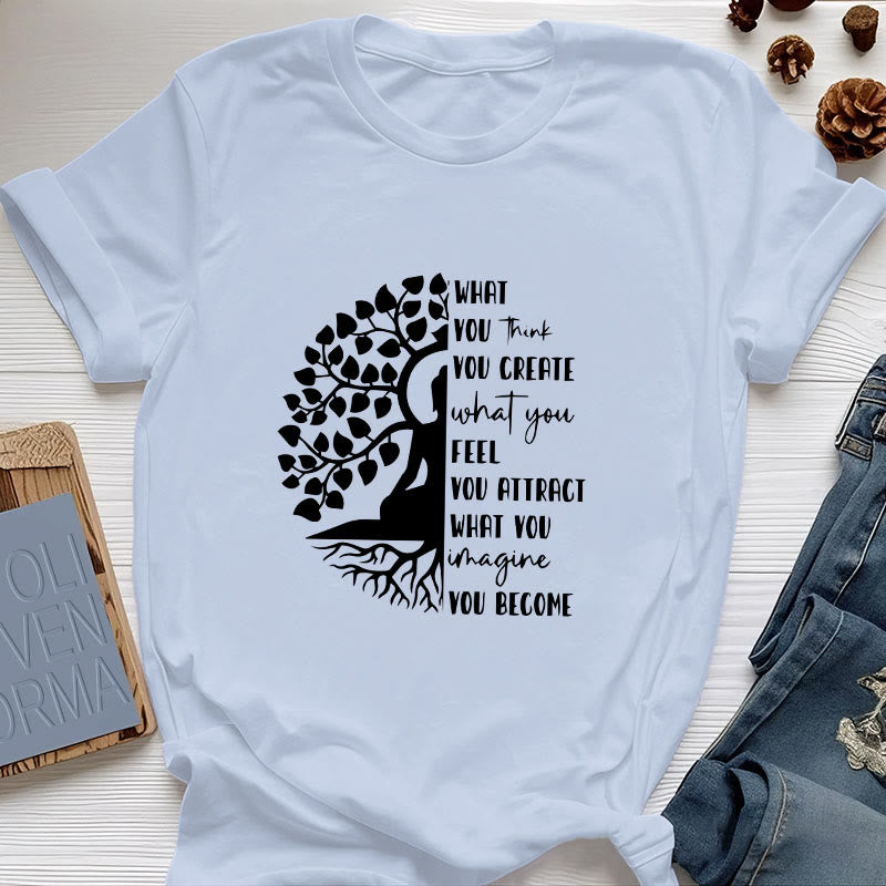Olivenorma Tree of Life Yoga Meditation Cotton T-Shirt - Blue - 2XL - image 13