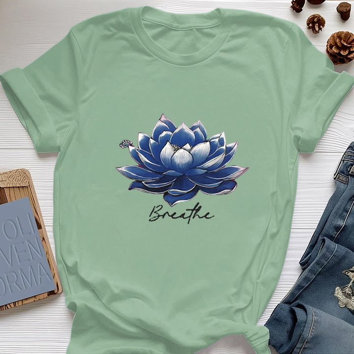 Olivenorma "BREATHE" Lotus Yoga Apparel Spiritual Tee T-Shirt - Light Green - 2XL - image 17