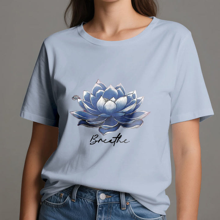 Olivenorma "BREATHE" Lotus Yoga Apparel Spiritual Tee T-Shirt - image 12
