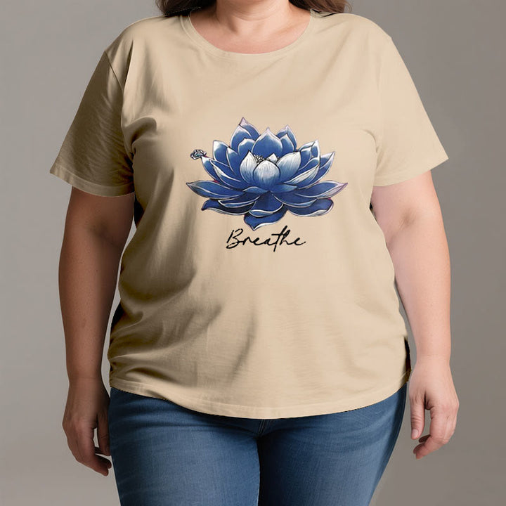 Olivenorma "BREATHE" Lotus Yoga Apparel Spiritual Tee T-Shirt - image 2