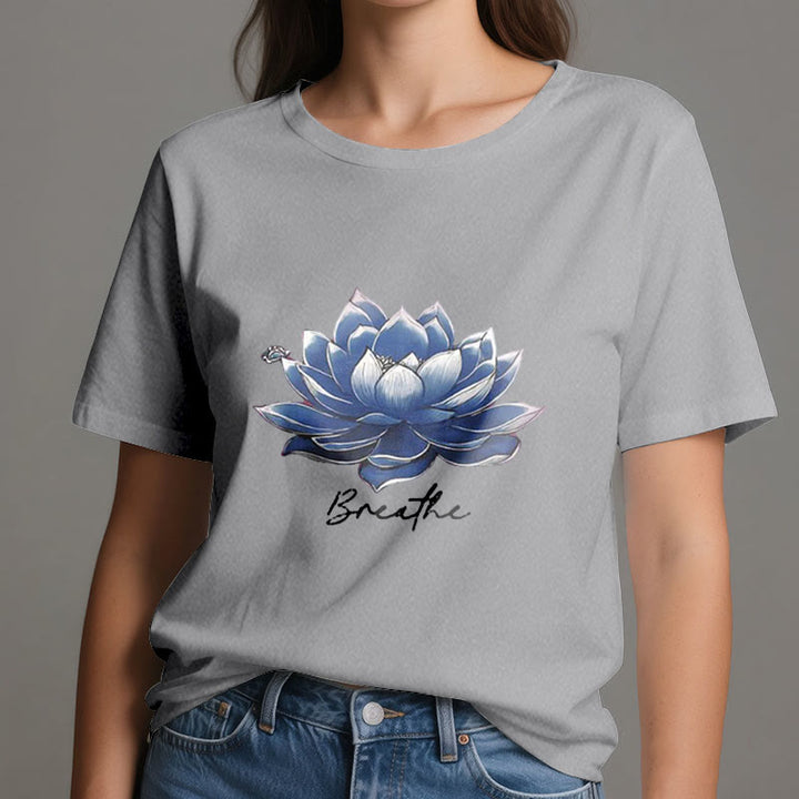 Olivenorma "BREATHE" Lotus Yoga Apparel Spiritual Tee T-Shirt - image 10