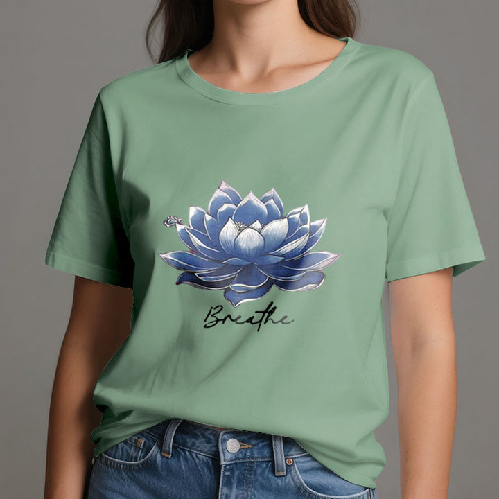 Olivenorma "BREATHE" Lotus Yoga Apparel Spiritual Tee T-Shirt - image 18