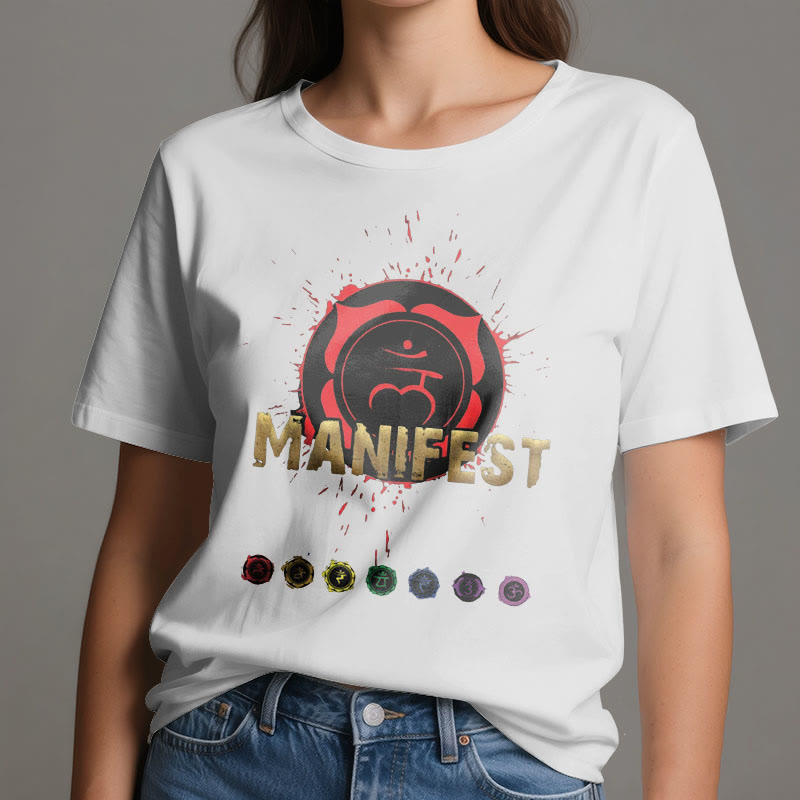 Olivenorma Unisex "MANIFEST" Throat Chakra Short Sleeve T-Shirt - image 24