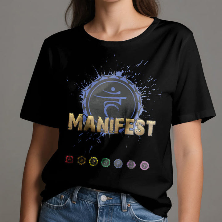 Olivenorma Unisex "MANIFEST" Throat Chakra Short Sleeve T-Shirt - image 9