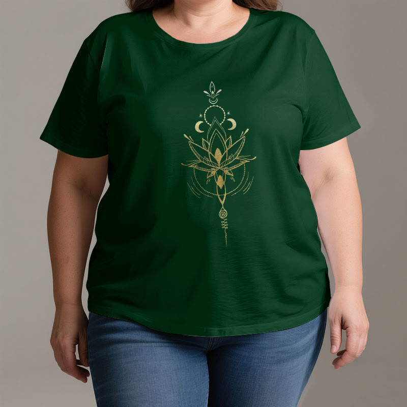 Olivenorma Moon Phase Lotus Protection Cotton T-Shirt - image 2