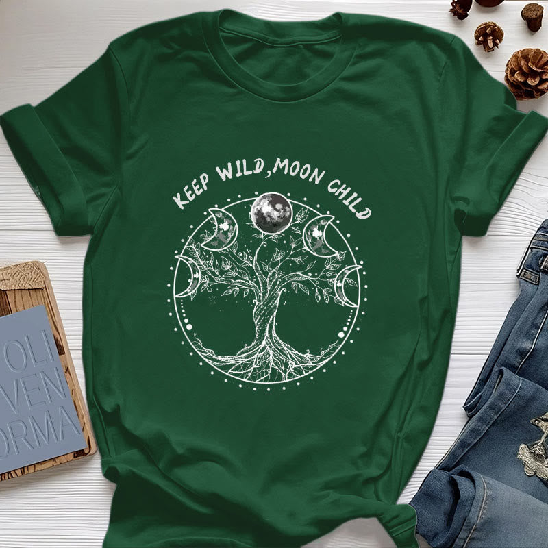 Olivenorma "KEEP WILD, MOON CHILD" Tree of Life Moon Phase T-Shirts - Dark Green - 2XL - image 19