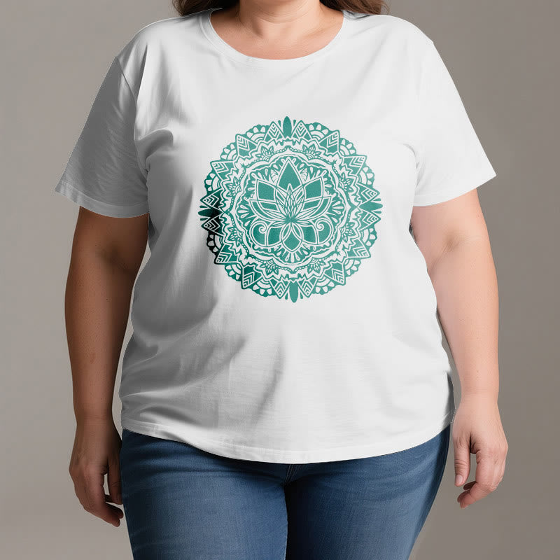 Olivenorma Green Lotus Print T-Shirt - image 3