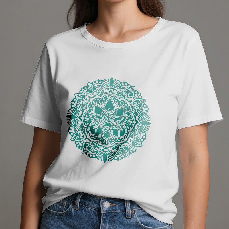Olivenorma Green Lotus Print T-Shirt - image 2