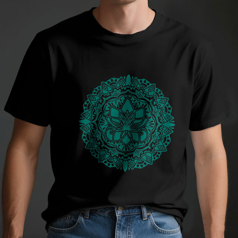 Olivenorma Green Lotus Print T-Shirt - image 5
