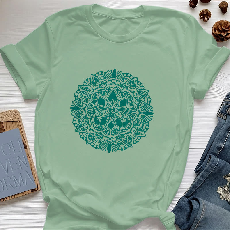 Olivenorma Green Lotus Print T-Shirt - Light Green - 2XL - image 16