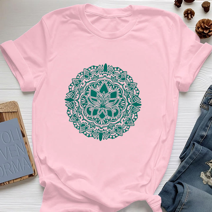 Olivenorma Green Lotus Print T-Shirt - Pink - 2XL - image 12
