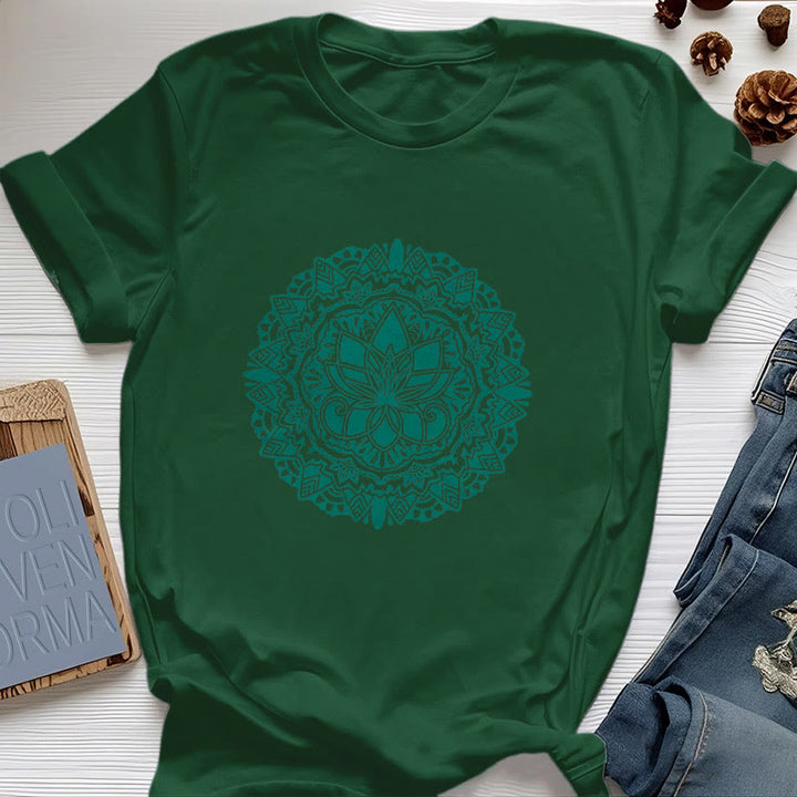 Olivenorma Green Lotus Print T-Shirt - Dark Green - 2XL - image 18