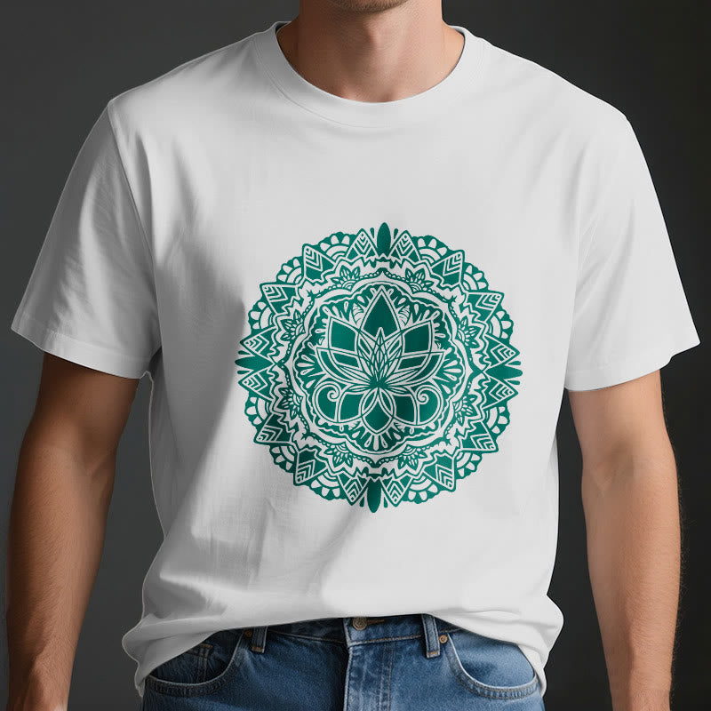 Olivenorma Green Lotus Print T-Shirt - image 1