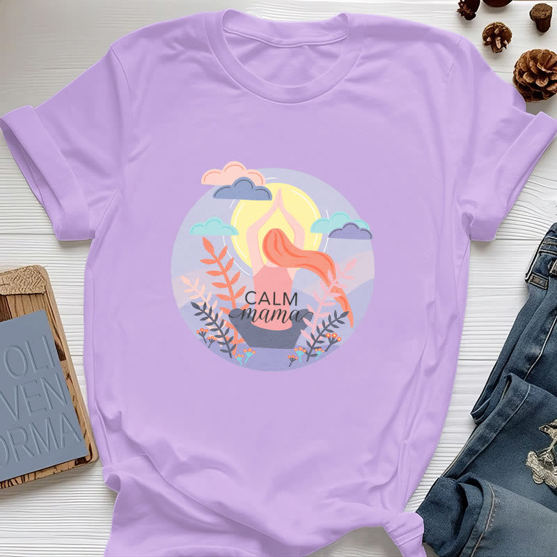 Olivenorma Calm Mama Print Yoga T-Shirt - Purple - 2XL - image 13