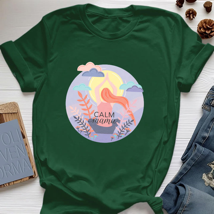 Olivenorma Calm Mama Print Yoga T-Shirt - Dark Green - 2XL - image 17
