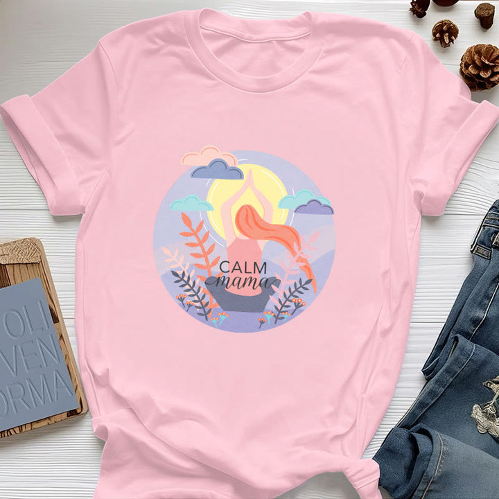Olivenorma Calm Mama Print Yoga T-Shirt - Pink - 2XL - image 11