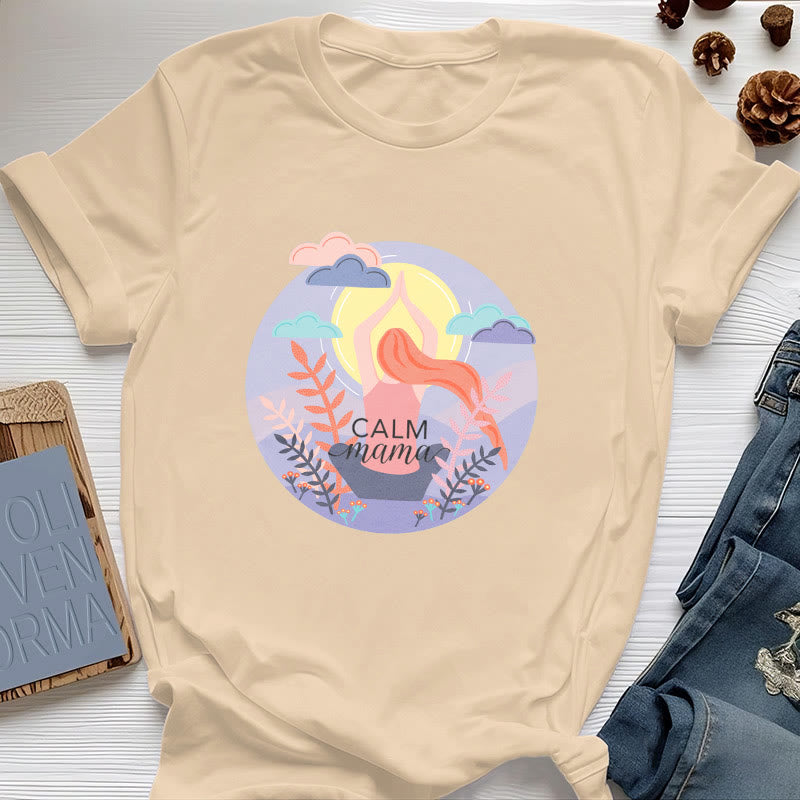 Olivenorma Calm Mama Print Yoga T-Shirt - Yellow - 2XL - image 9