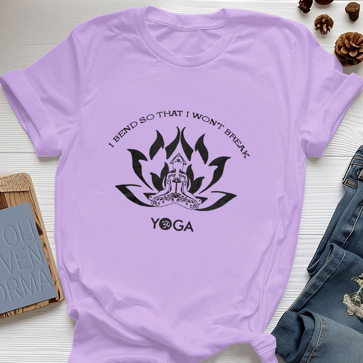 Olivenorma "I Bend So That I Won't Break" Yoga T-Shirt - Purple - 2XL - image 0