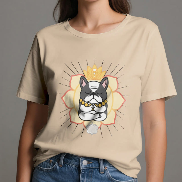 Olivenorma Yoga Meditation French Bulldog Print T-Shirt - image 10