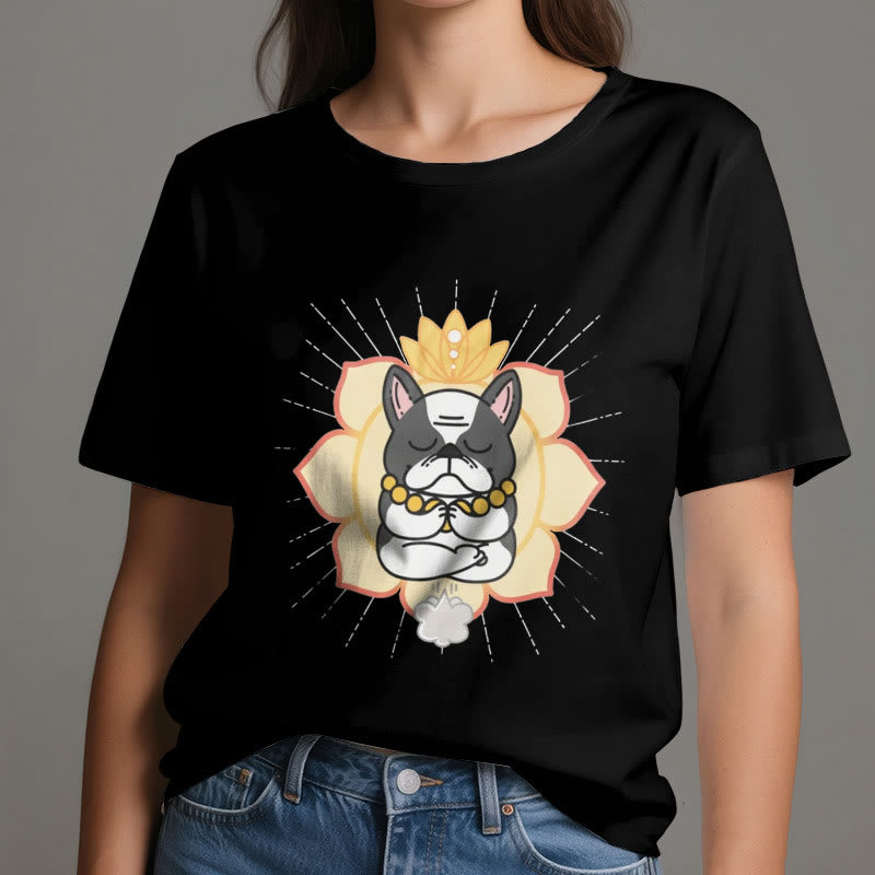 Olivenorma Yoga Meditation French Bulldog Print T-Shirt - image 4