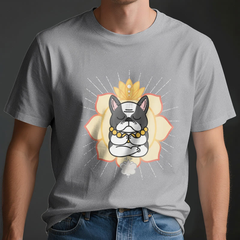 Olivenorma Yoga Meditation French Bulldog Print T-Shirt - image 8