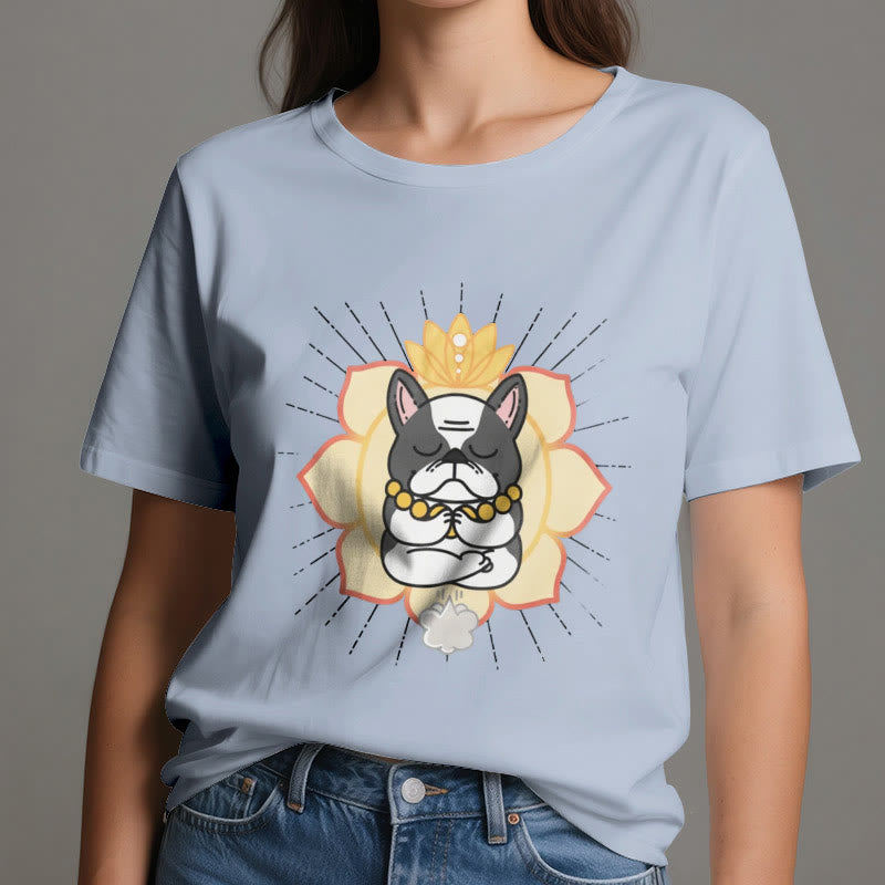 Olivenorma Yoga Meditation French Bulldog Print T-Shirt - image 13