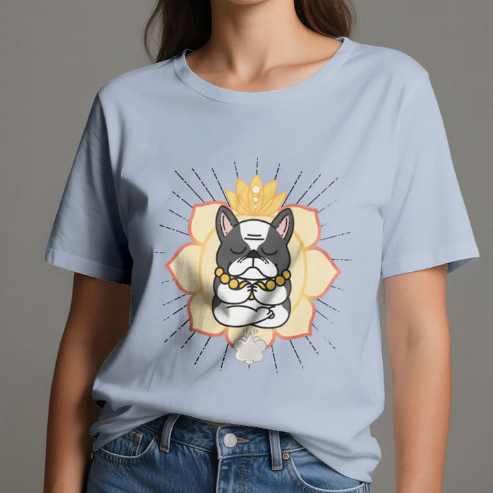 Olivenorma Yoga Meditation French Bulldog Print T-Shirt - image 13