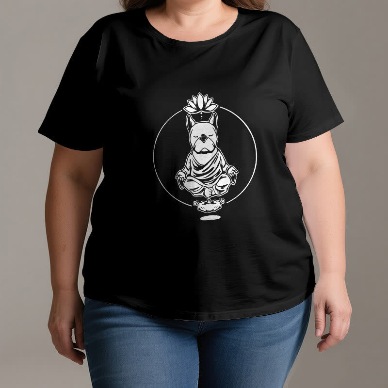 Olivenorma Zen Meditation French Bulldog Lotus T-Shirt - image 2