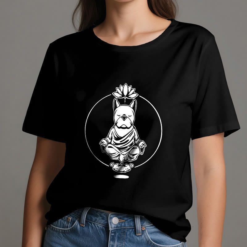 Olivenorma Zen Meditation French Bulldog Lotus T-Shirt - image 1