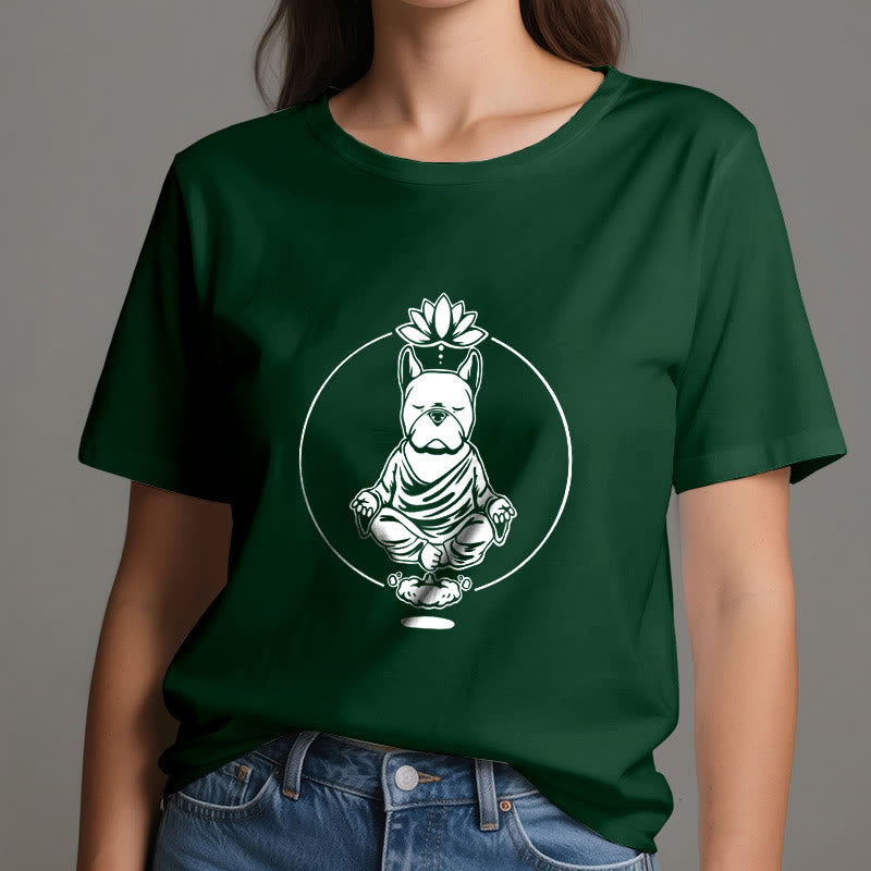 Olivenorma Zen Meditation French Bulldog Lotus T-Shirt - image 19
