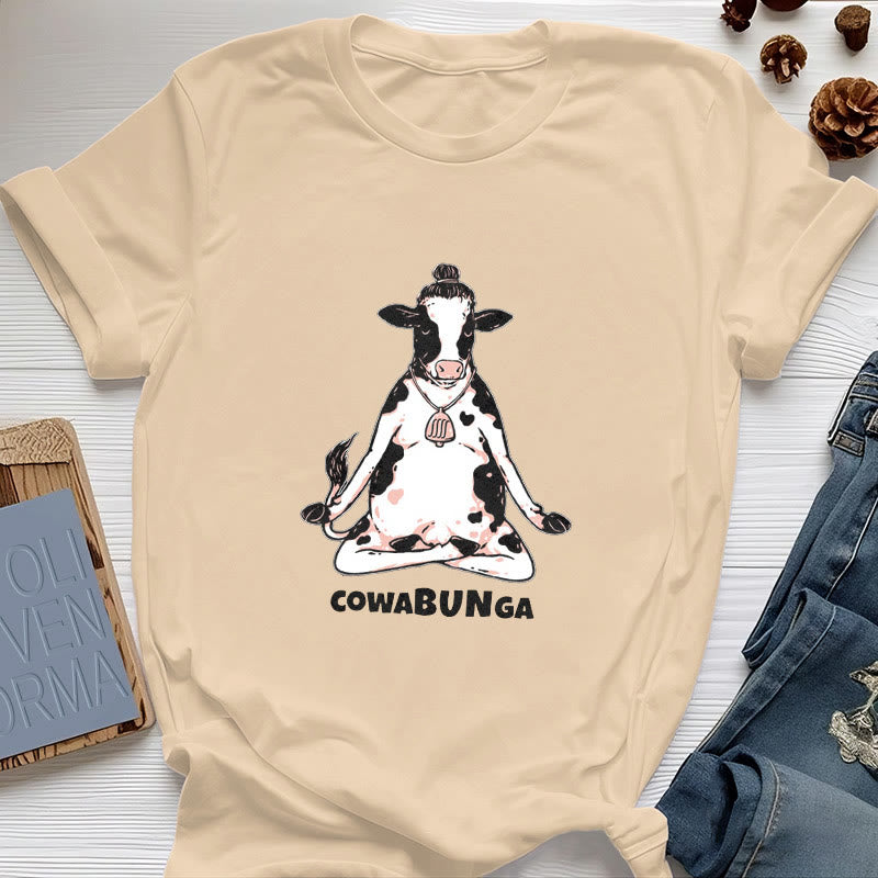 Olivenorma "Cowabunga" Yoga Cow T-Shirt - Yellow - 2XL - image 8