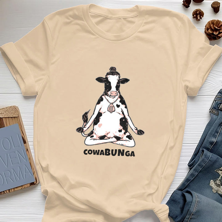 Olivenorma "Cowabunga" Yoga Cow T-Shirt - Yellow - 2XL - image 8