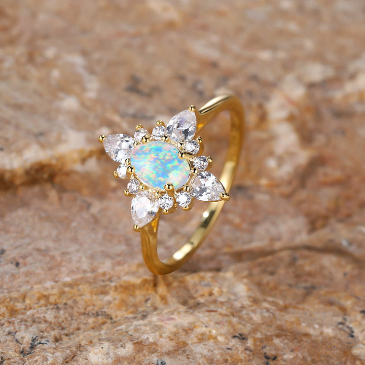 Olivenorma "Uniquely Yours" Radiant Opal Star Ring - White Opal - Golden - US 10 - image 10