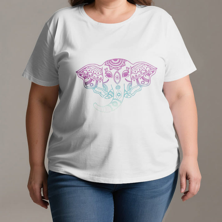 Olivenorma Mystic Elephant Mandala Cotton T-Shirt - image 2