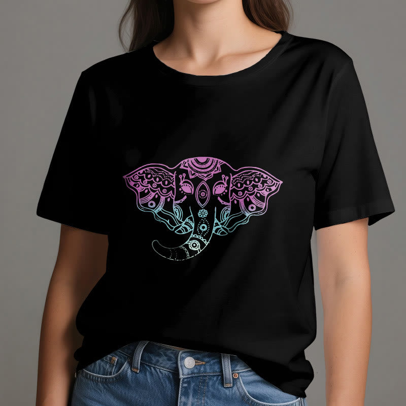 Olivenorma Mystic Elephant Mandala Cotton T-Shirt - image 5