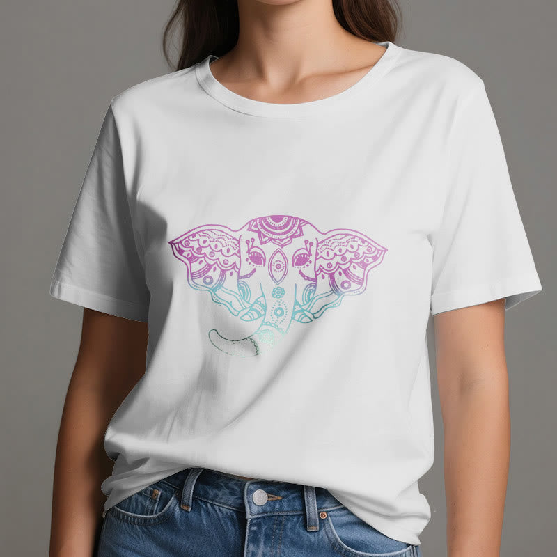 Olivenorma Mystic Elephant Mandala Cotton T-Shirt - image 1