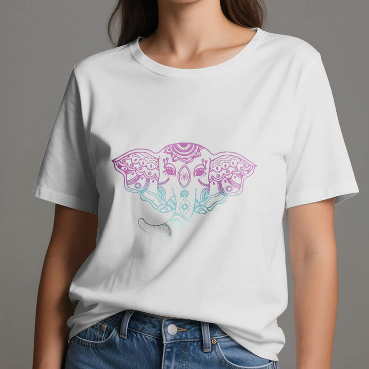 Olivenorma Mystic Elephant Mandala Cotton T-Shirt - image 1